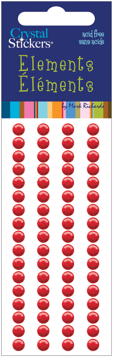 Crystal Stickers Elements 5mm Round 68/Pkg Red