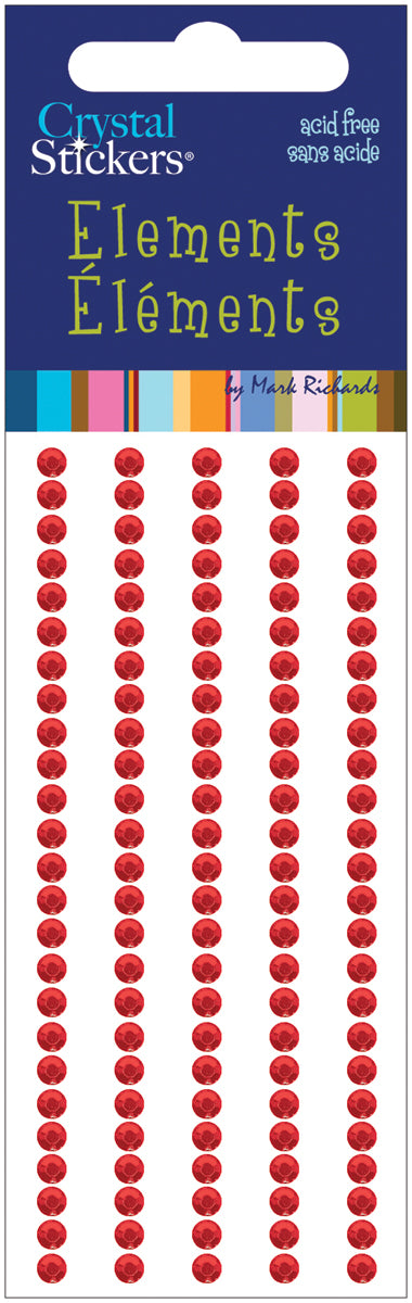 Crystal Stickers Elements 3mm Round 125/Pkg Red