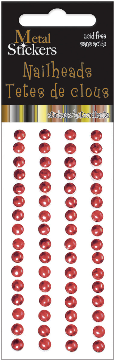 Metal Stickers Nailheads 5mm Round 64/Pkg Red