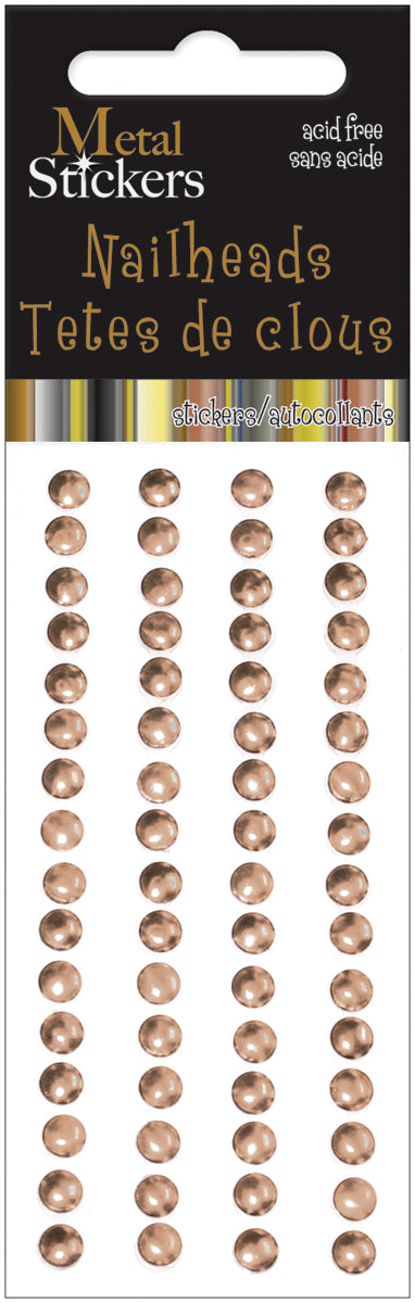 Metal Stickers Nailheads 5mm Round 64/Pkg Brass