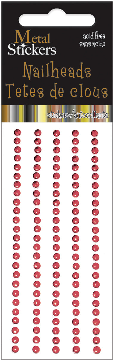 Metal Stickers Nailheads 3mm Round 125/Pkg Red