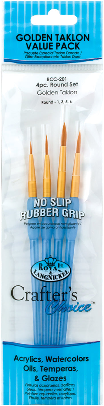 Crafter's Choice Gold Taklon Round Brush Set 4/Pkg