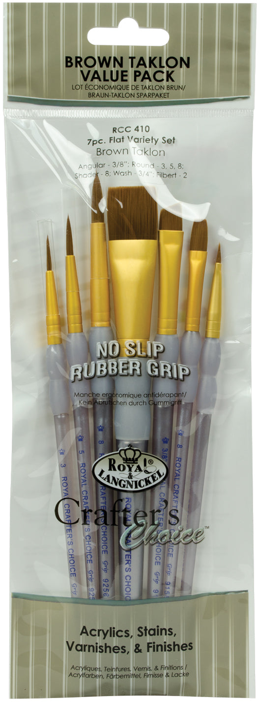 Crafter's Choice Black Taklon Flat Brush Variety Set 7/Pkg