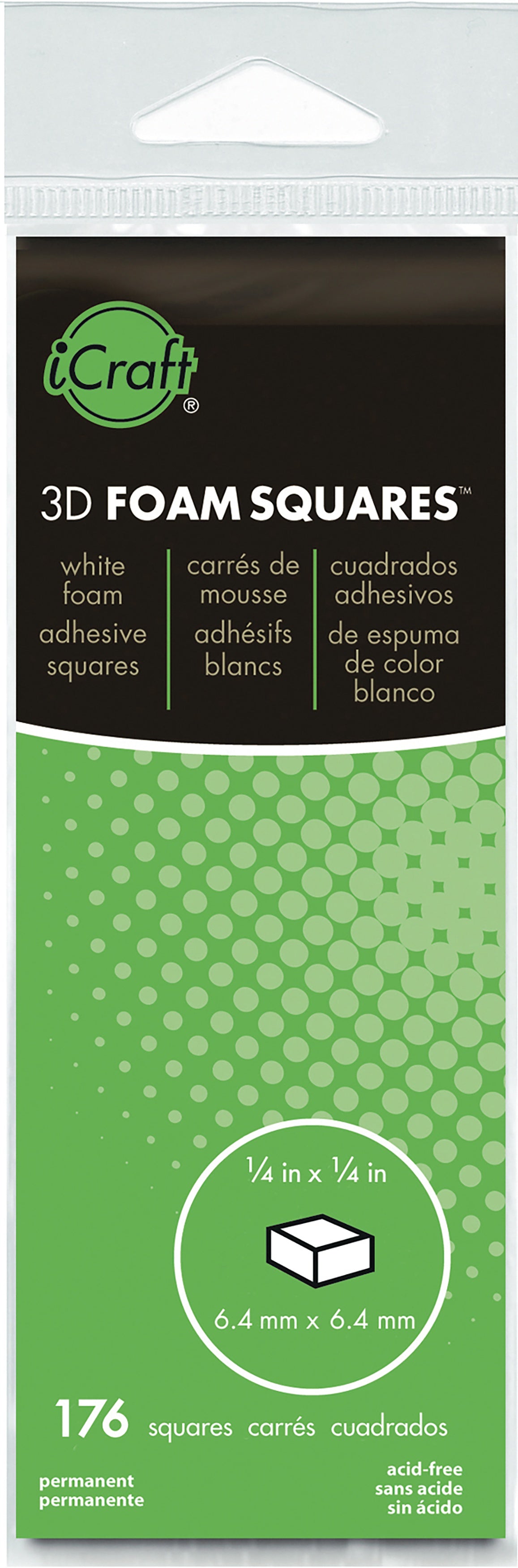 3D Foam Squares White .25" 176/Pkg