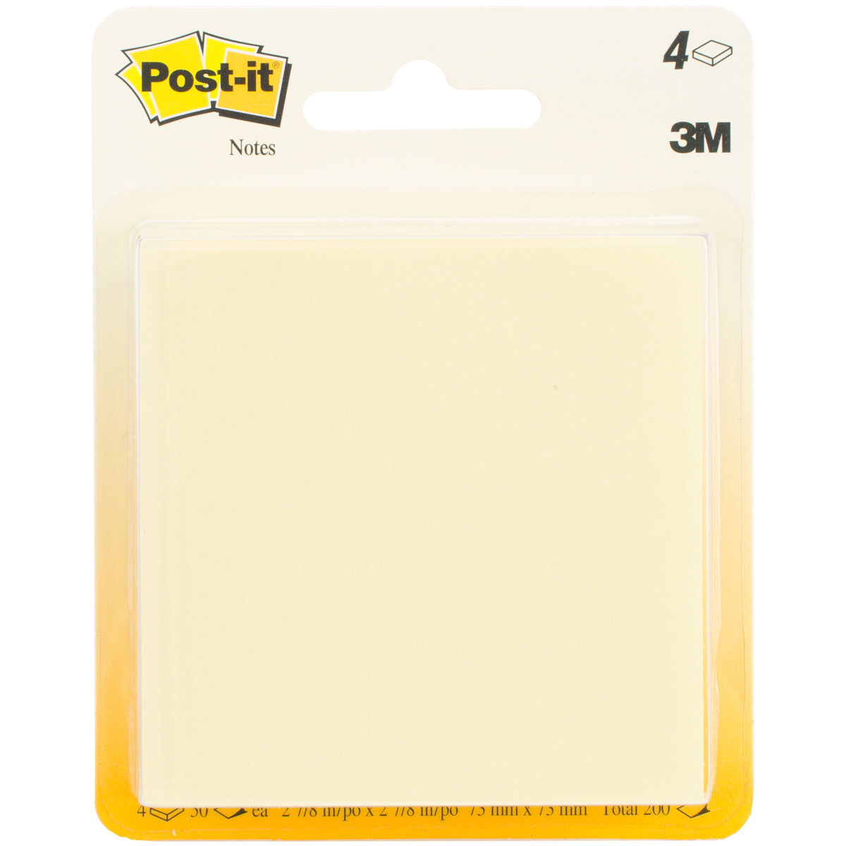 Post-It Notes 3"X3" 4/Pkg Canary Yellow