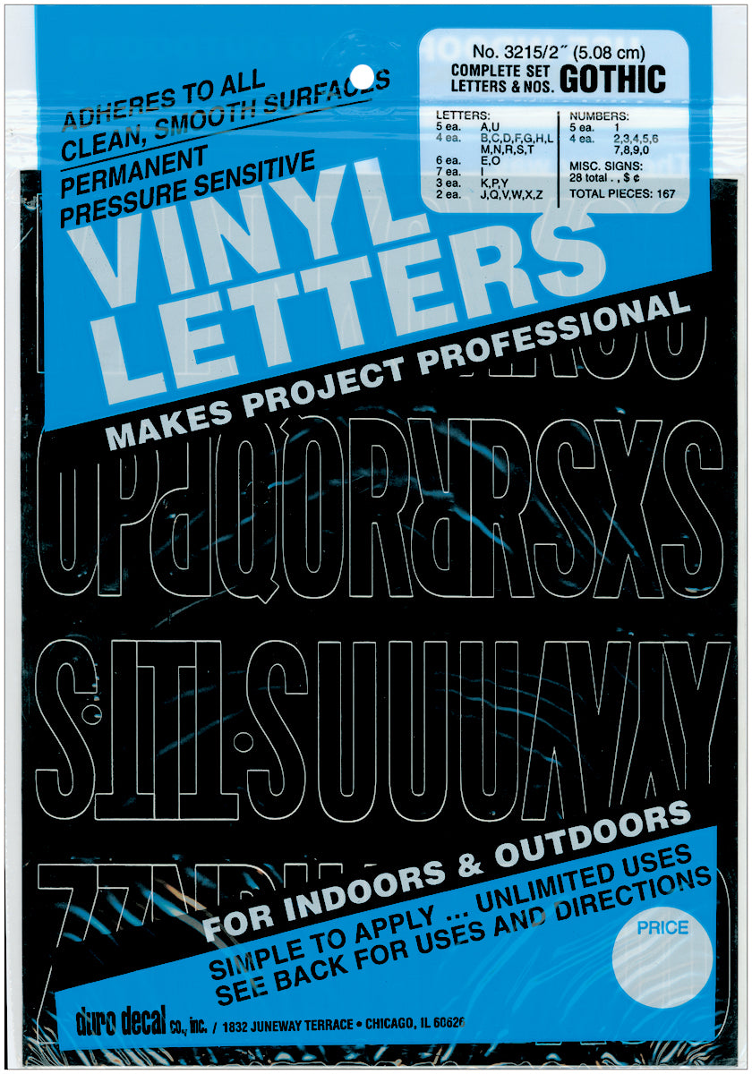 Permanent Adhesive Vinyl Letters & Numbers 2" 167/Pkg Black
