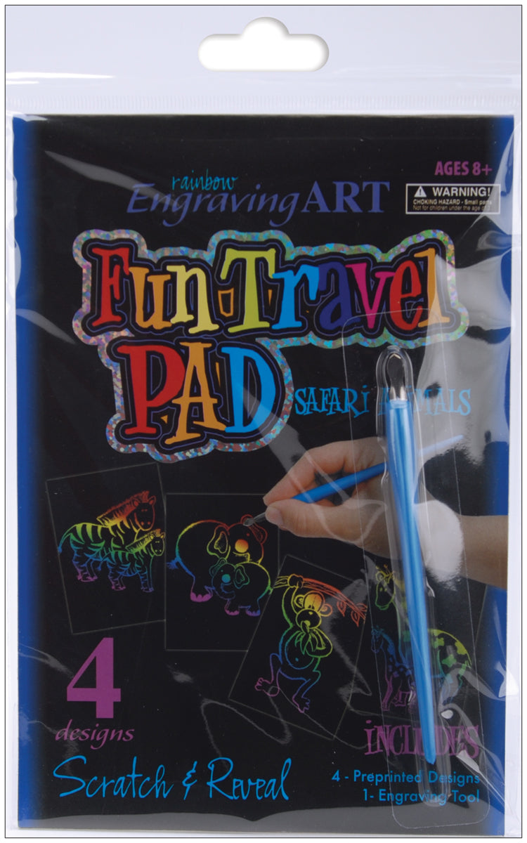 Rainbow Foil Engraving Art Fun Travel Pads Safari Animals