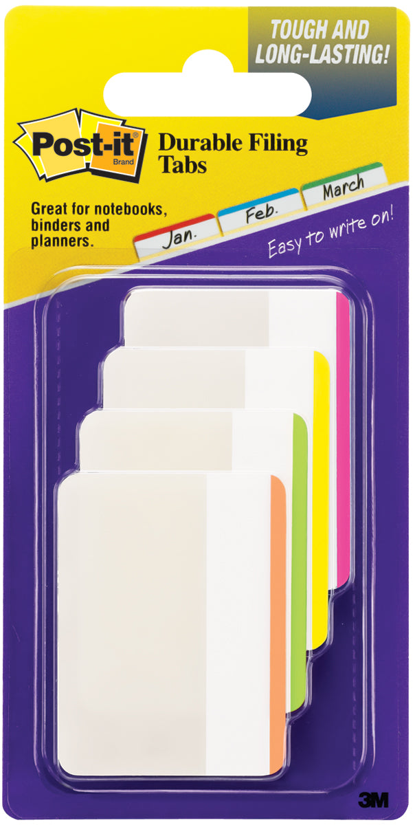 Post-It Durable Filing Tabs 2"X1.5" 24/Pkg Assorted Neon Colors