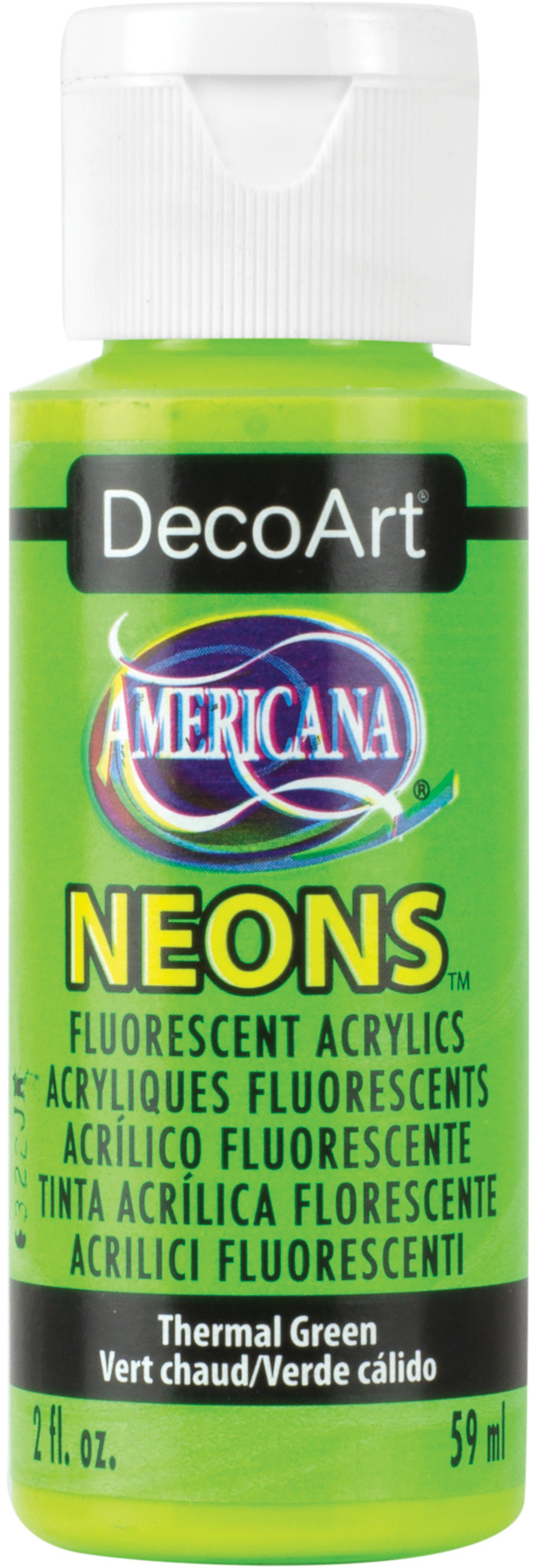 Americana Neons Fluorescent Acrylic Paint 2oz Thermal Green