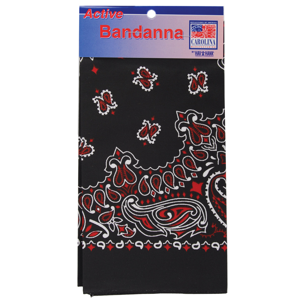 Hav-A-Hank Paisley Bandanna 22"X22" Black, Red & White