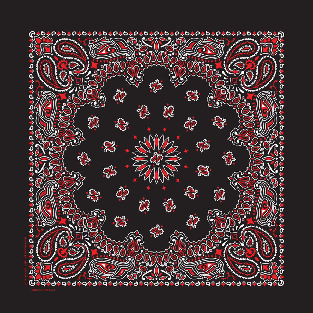 Hav-A-Hank Paisley Bandanna 22"X22" Black, Red & White