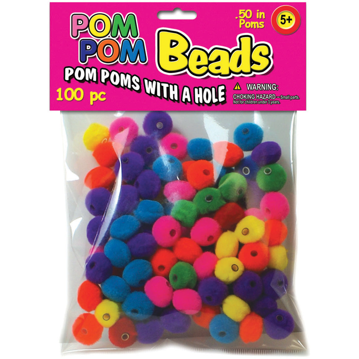 Pom-Pom Beads .5" 100/Pkg Assorted