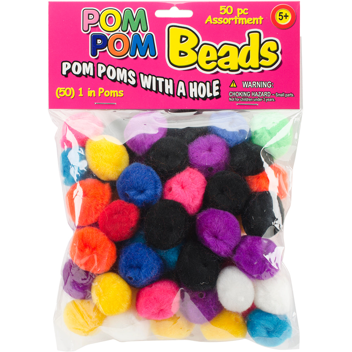 Pom-Pom Beads 1" 50/Pkg Assorted