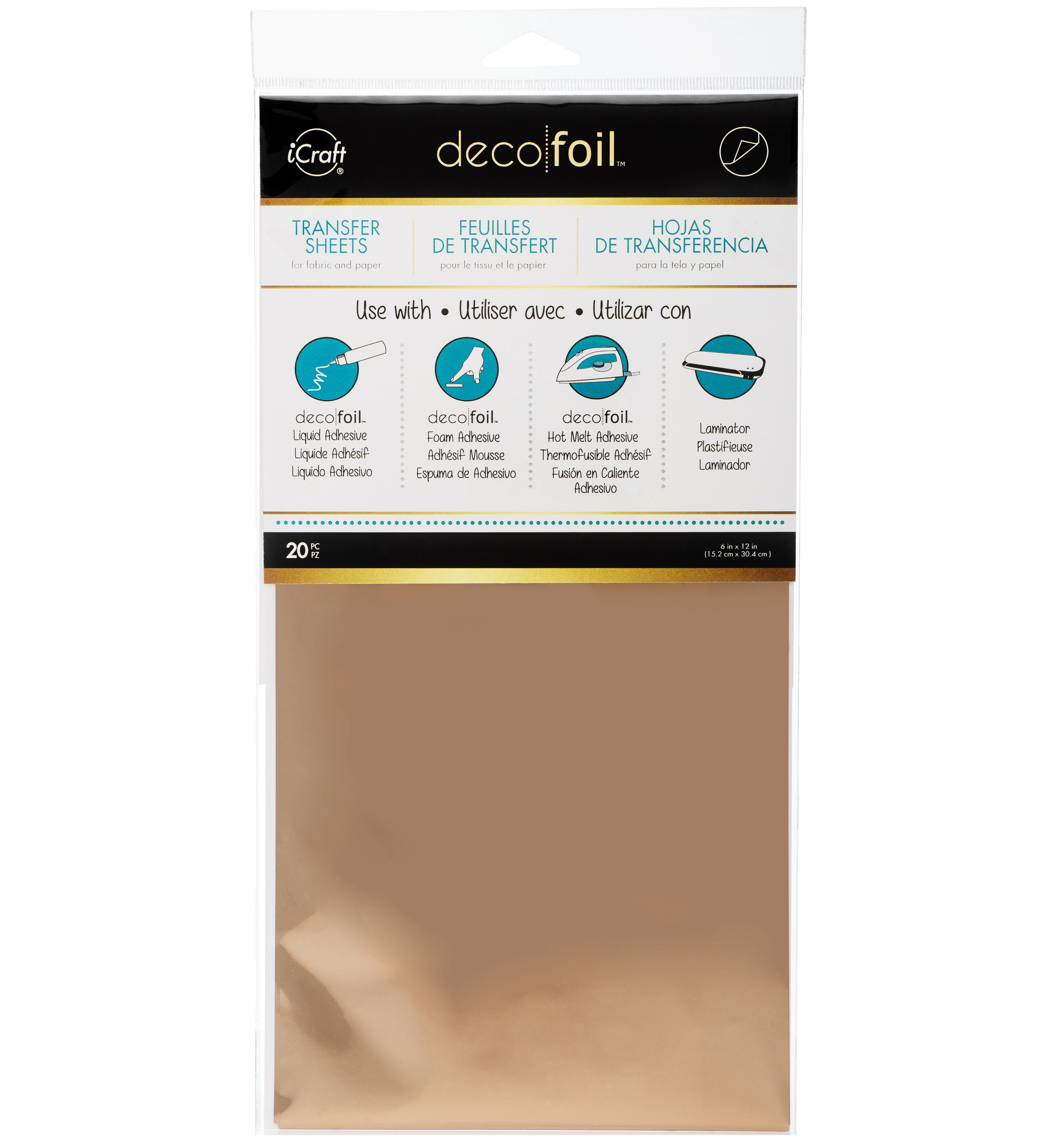Deco Foil Transfer Sheet 6"X12" 20/Pkg Rose Gold