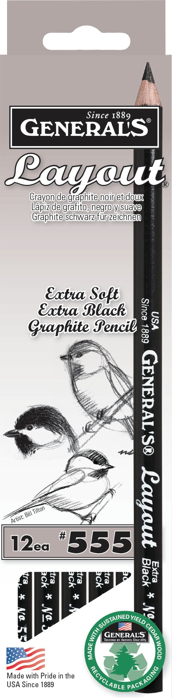 Layout Graphite Drawing Pencils 12/Pkg 6B