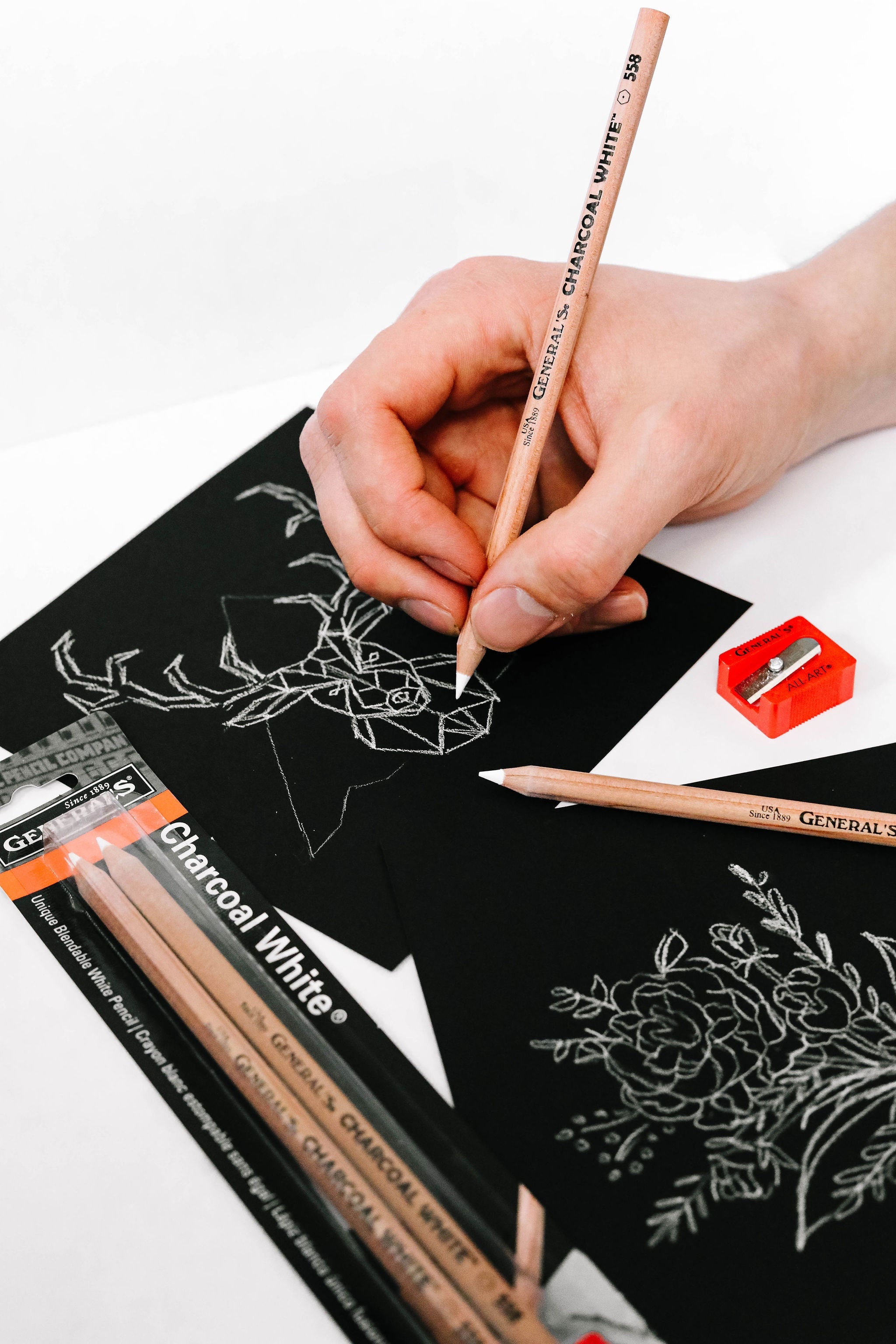 Charcoal White Pencils 2/Pkg 2B