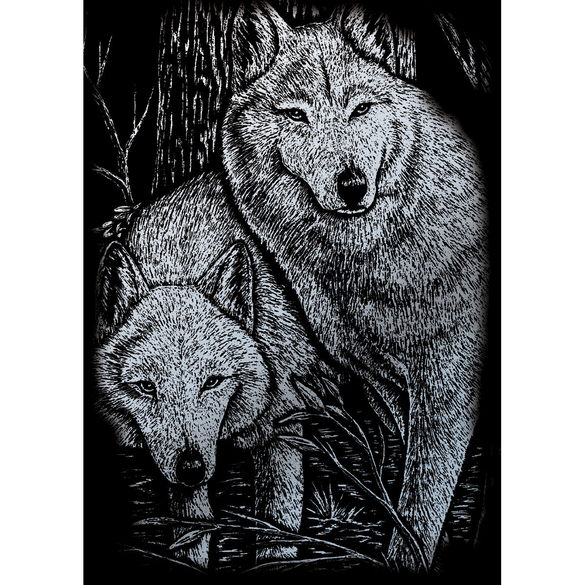 Silver Foil Engraving Art Mini Kit 5"X7" Prowling Friends