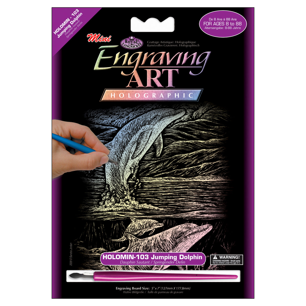 Holographic Foil Engraving Art Mini Kit 5"X7" Jumping Dolphin