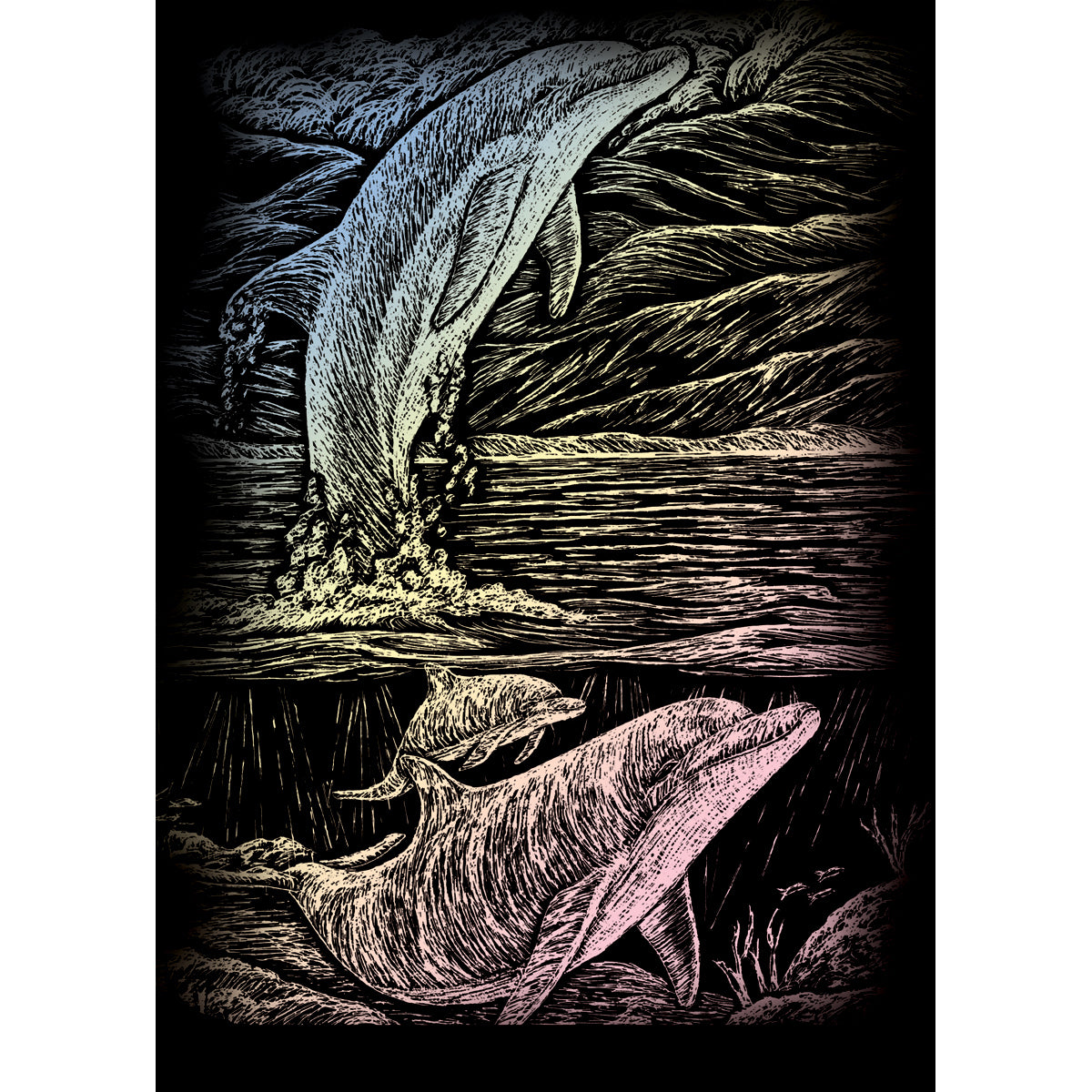Holographic Foil Engraving Art Mini Kit 5"X7" Jumping Dolphin