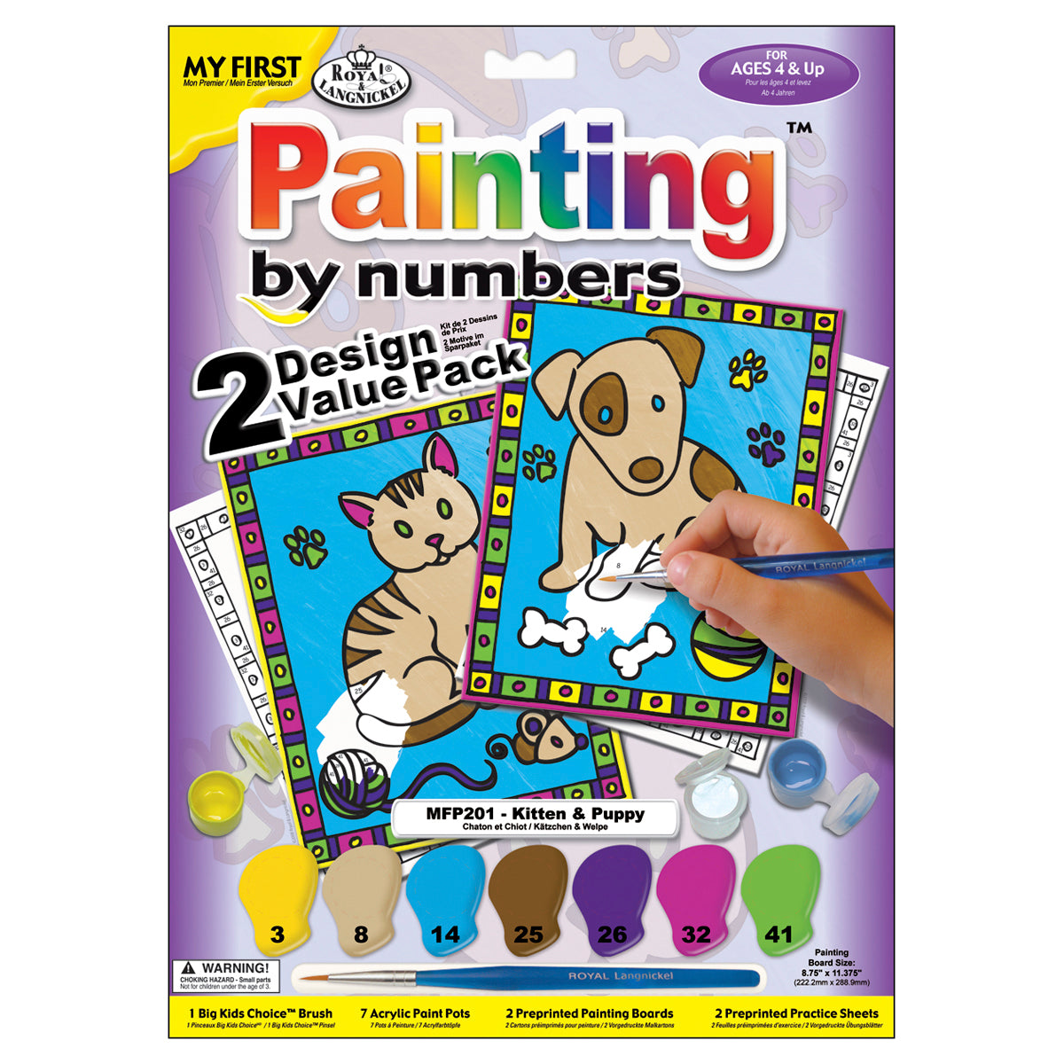 My First Paint By Number Kit 8.75"X11.375" 2/Pkg Kitten & Puppy