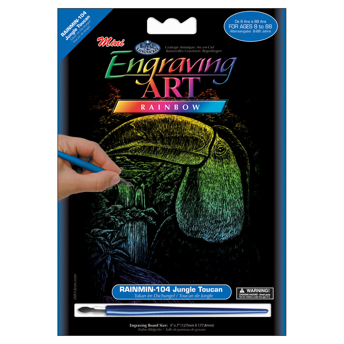 Rainbow Foil Engraving Art Mini Kit 5"X7" Jungle Toucan