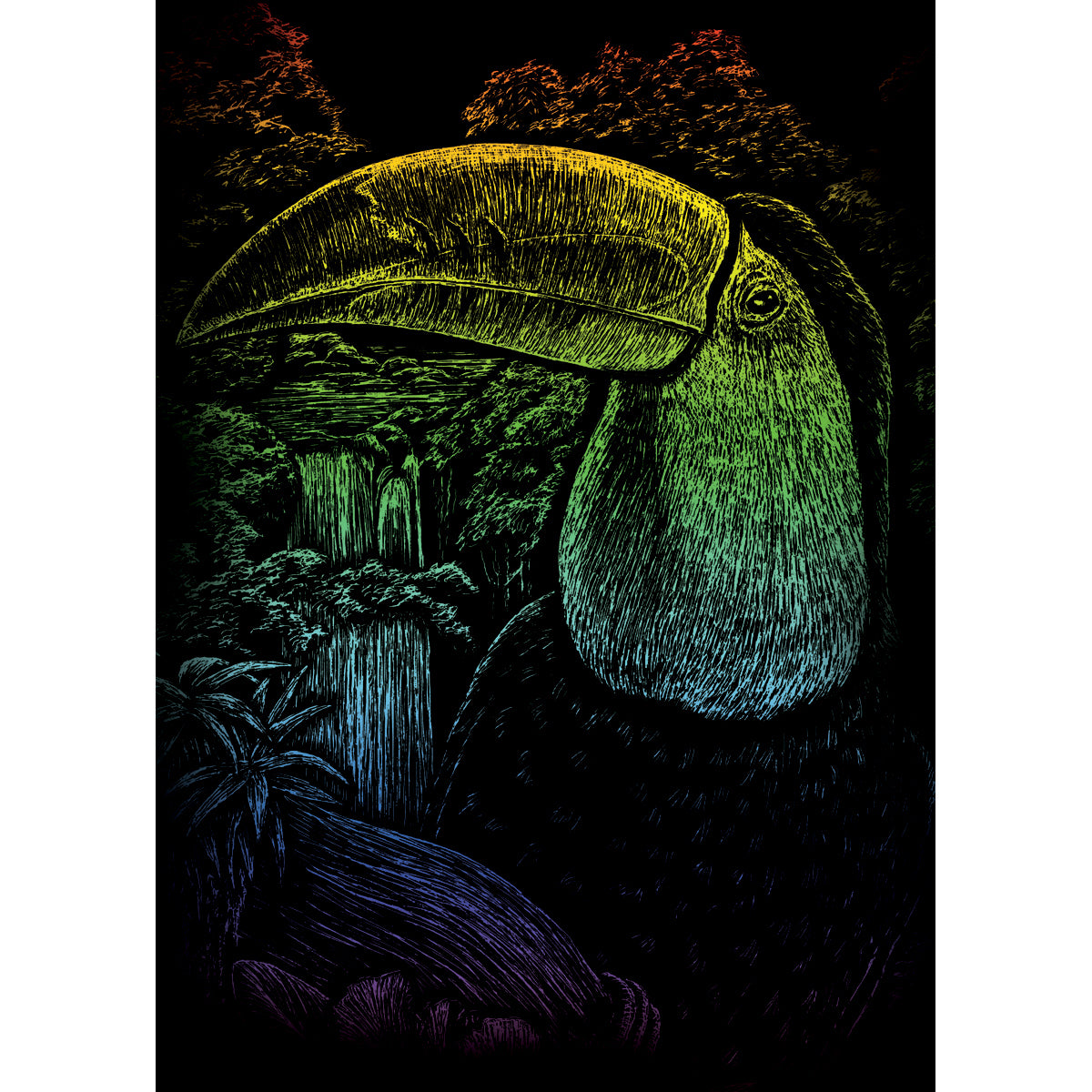 Rainbow Foil Engraving Art Mini Kit 5"X7" Jungle Toucan