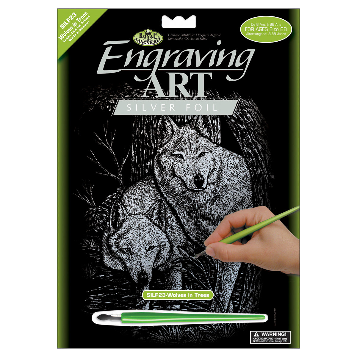 Silver Foil Engraving Art Kit 8"X10" Wolves In The Trees