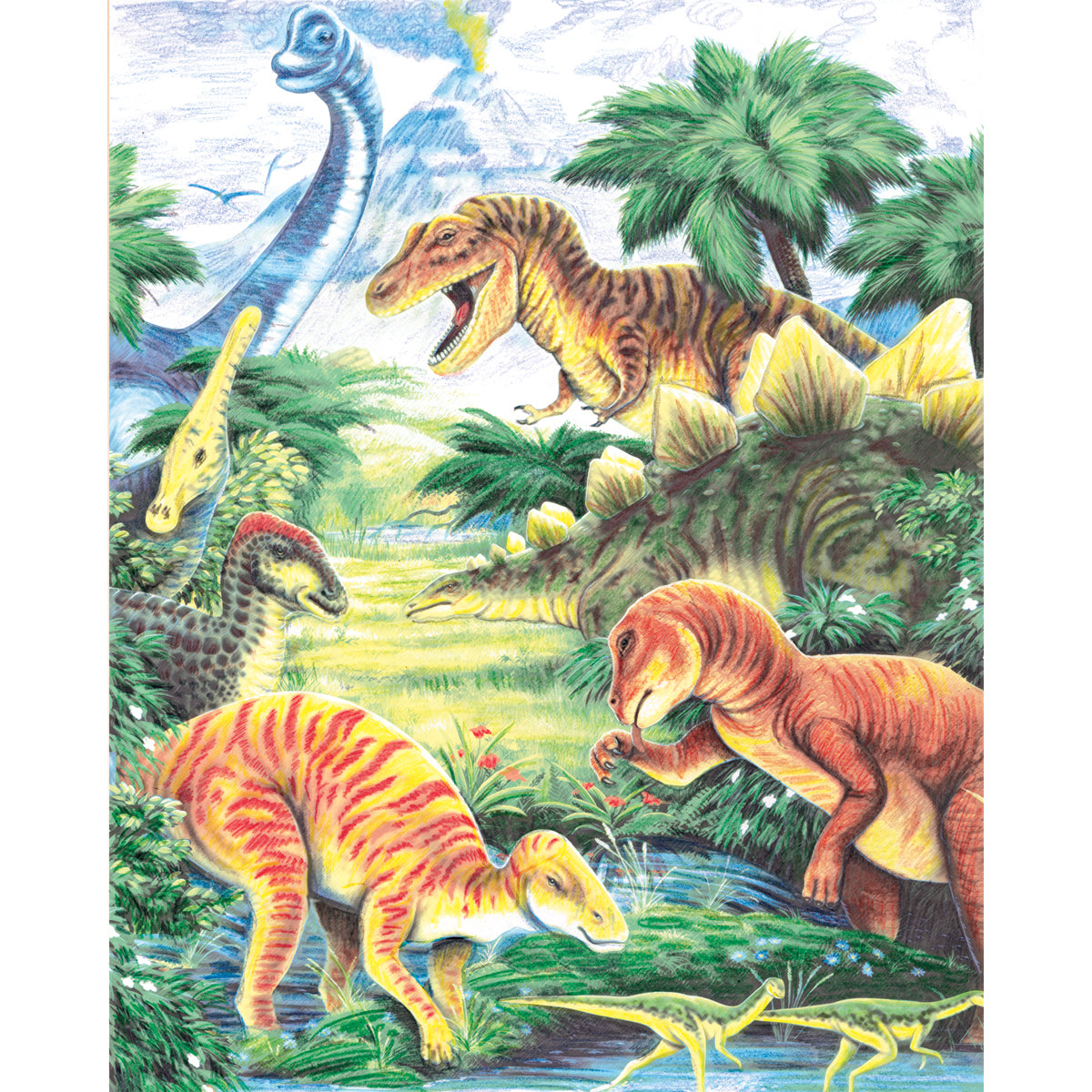 Color Pencil By Number Kit 8.75"X11.75" Dinosaur Fun