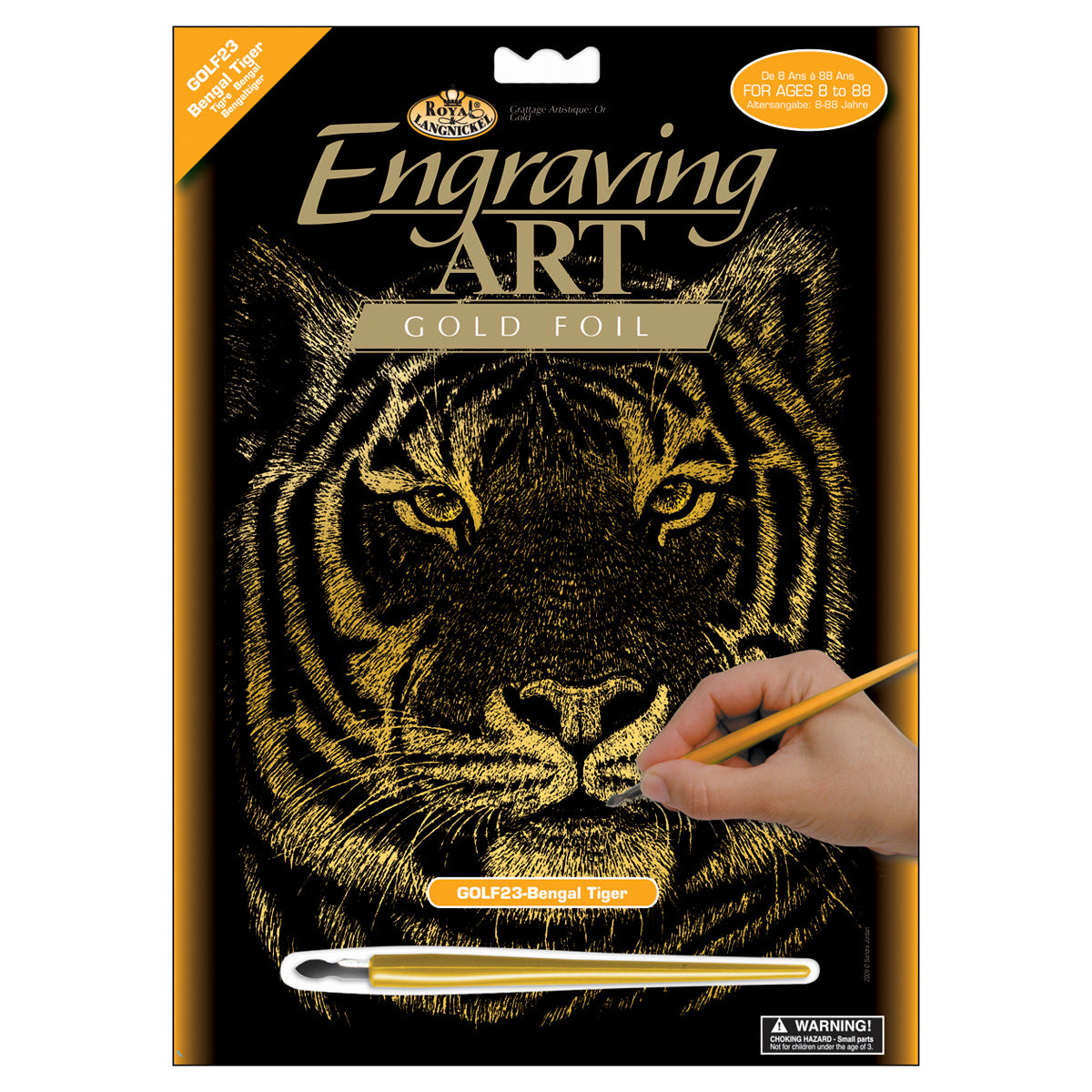 Gold Foil Engraving Art Kit 8"X10" Bengal Tiger