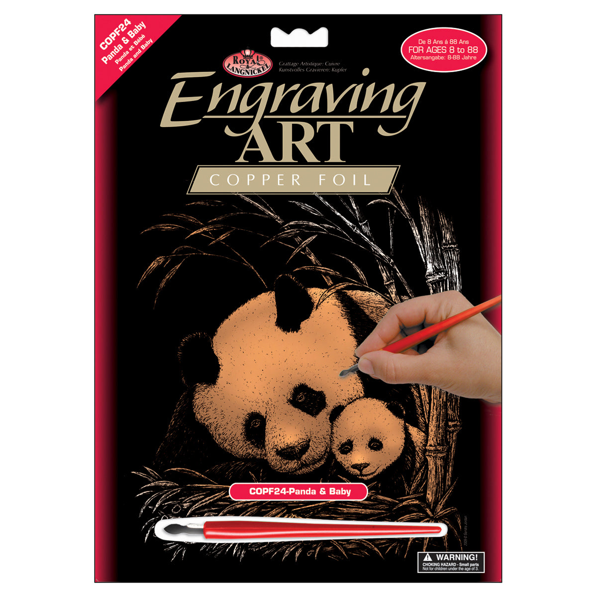 Copper Foil Engraving Art Kit 8"X10" Panda & Baby