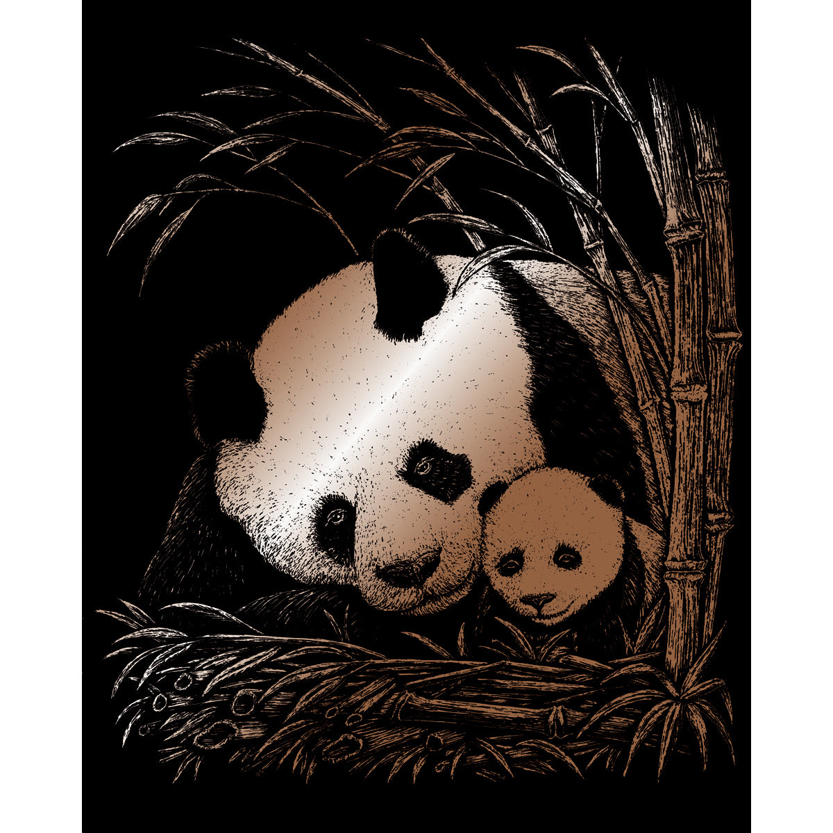 Copper Foil Engraving Art Kit 8"X10" Panda & Baby