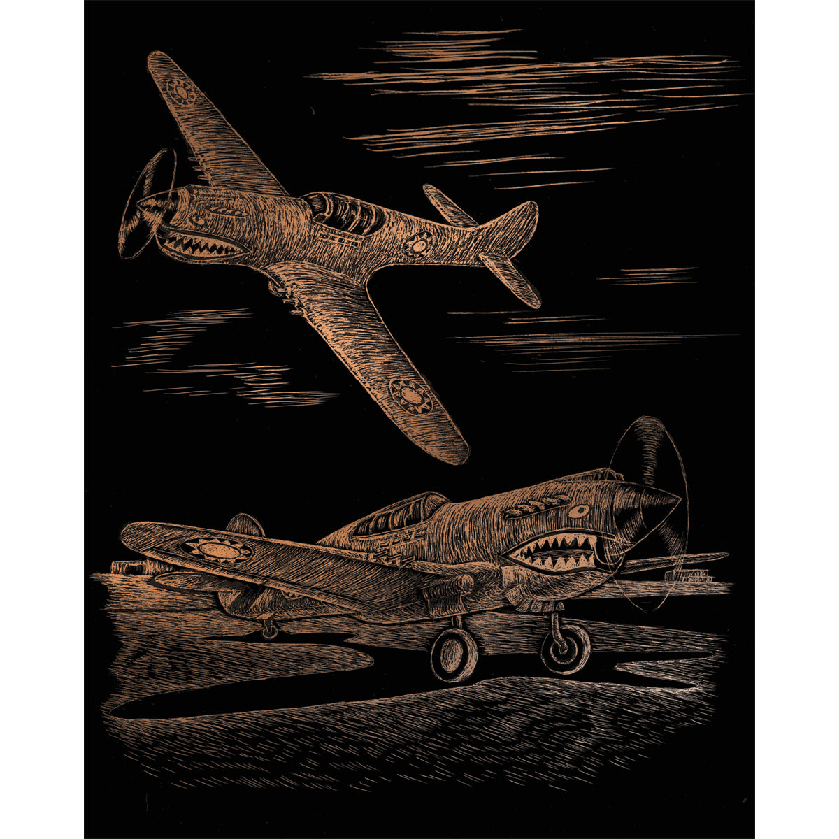 Copper Foil Engraving Art Kit 8"X10" WWII Fighter