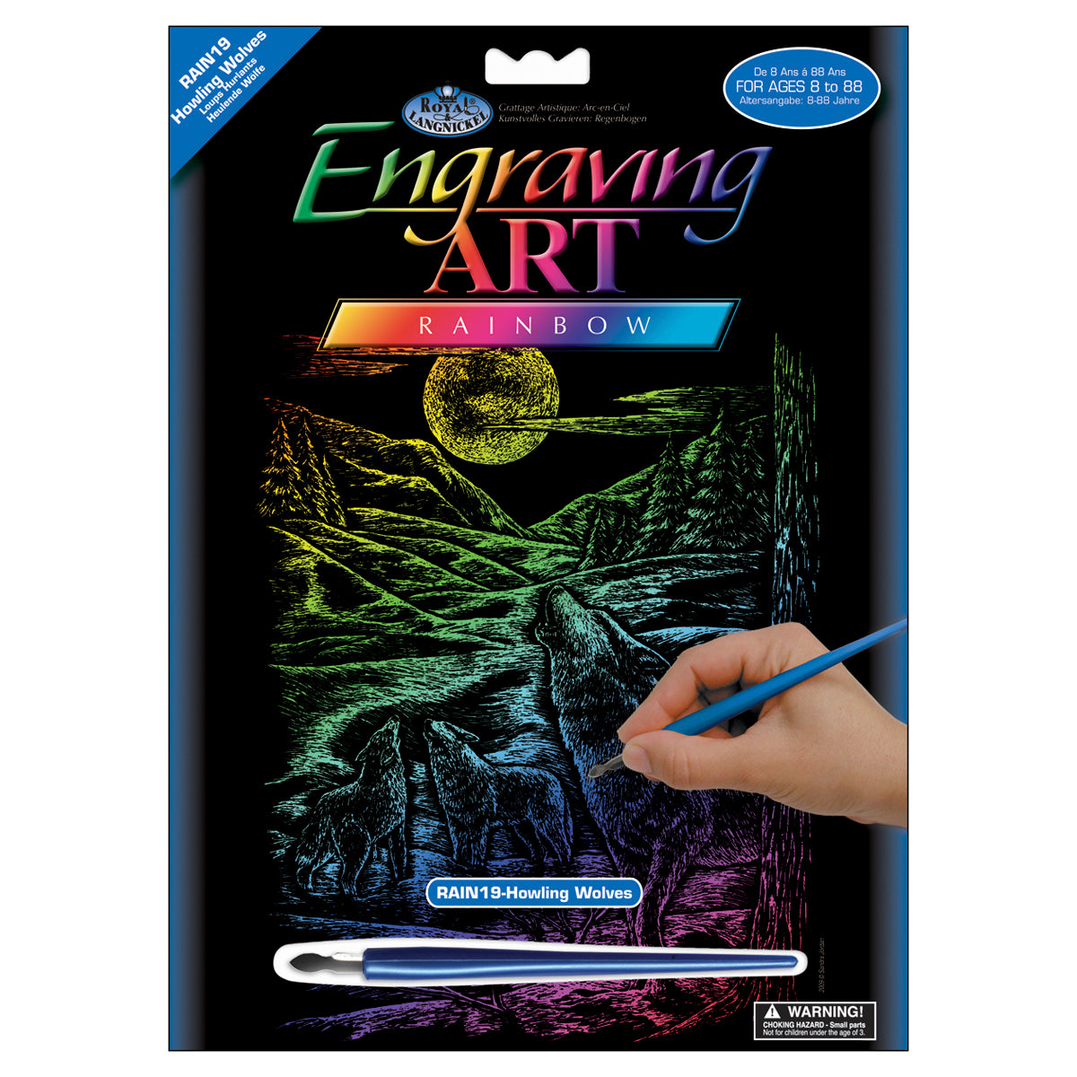 Rainbow Foil Engraving Art Kit 8"X10" Howling Wolves
