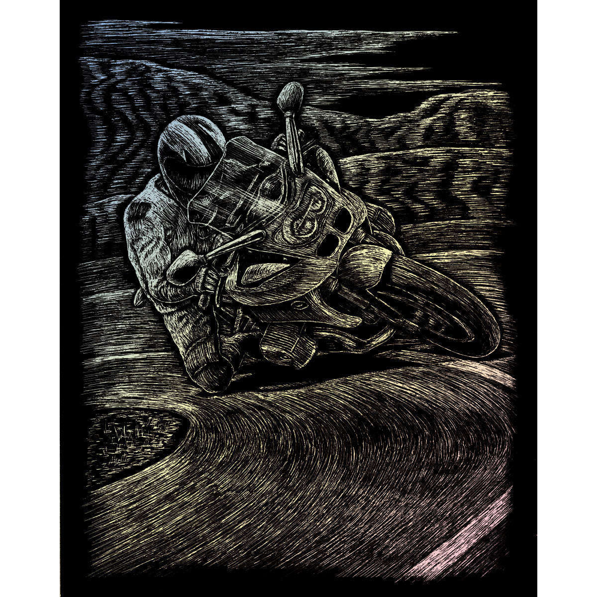 Holographic Foil Engraving Art Kit 8"X10" Motorcycle Race