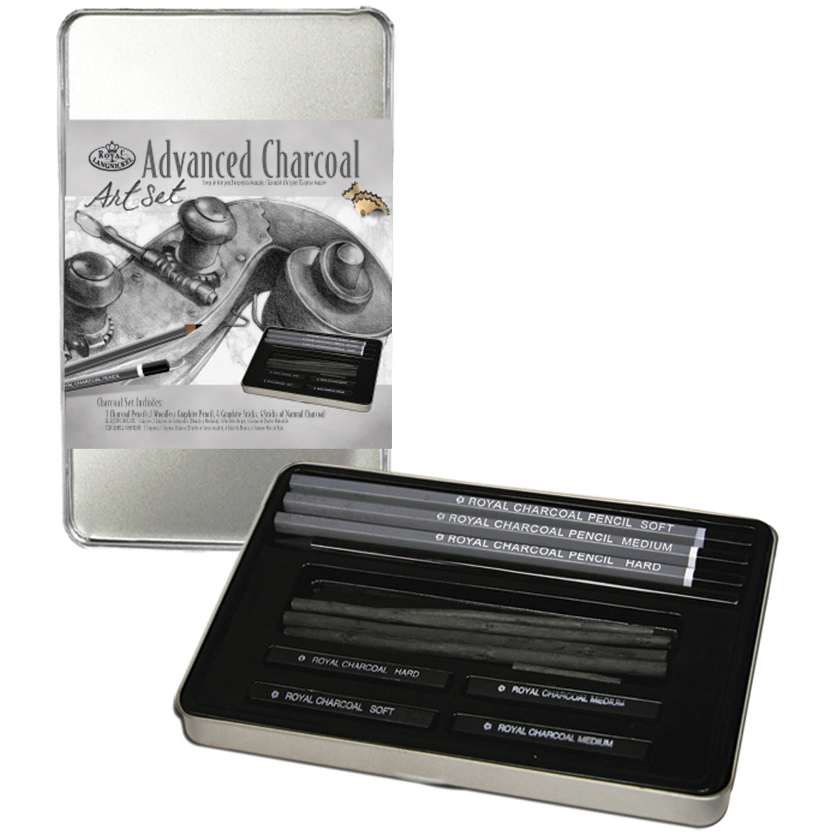 Advanced Charcoal Art Set W/Tin 
