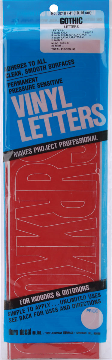 Permanent Adhesive Vinyl Letters 4" 95/Pkg Red