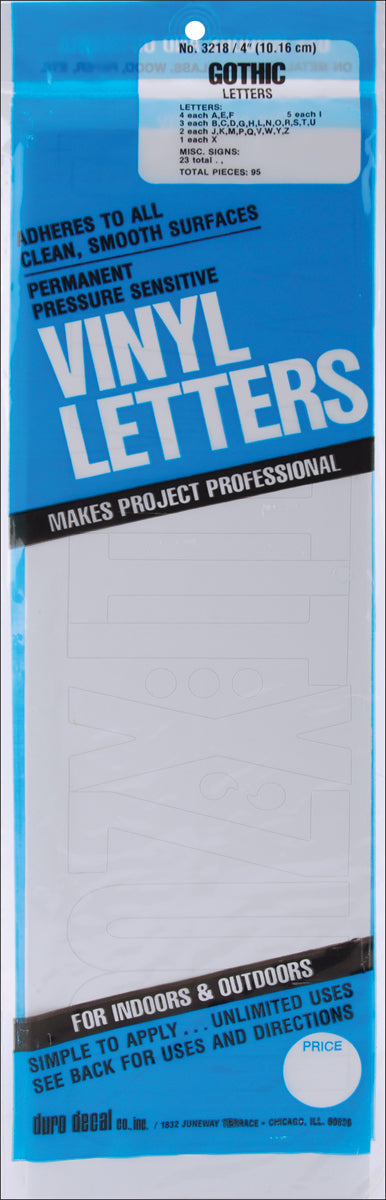 Permanent Adhesive Vinyl Letters 4" 95/Pkg White