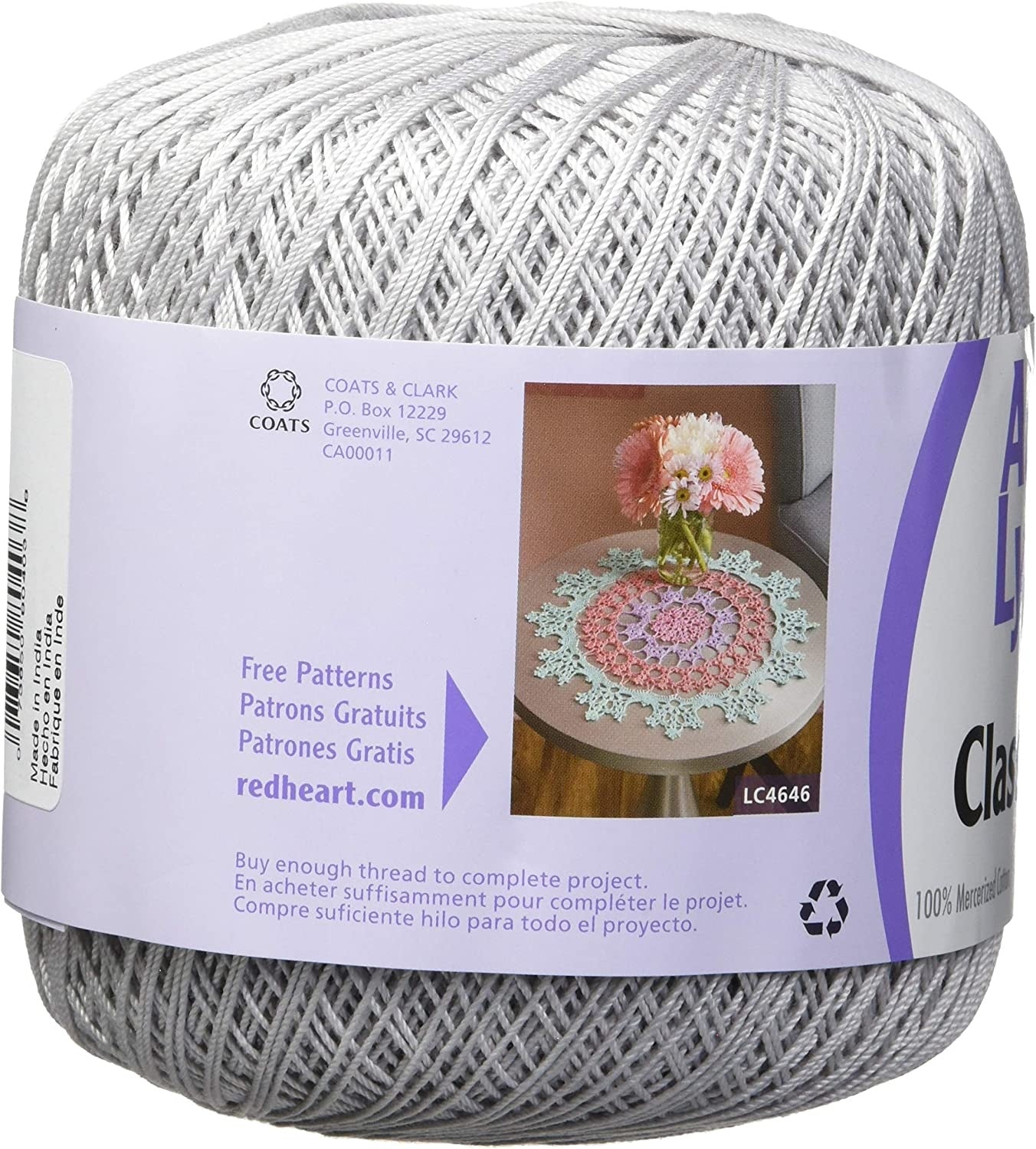 Aunt Lydia's Classic Crochet Thread Size 10 Silver