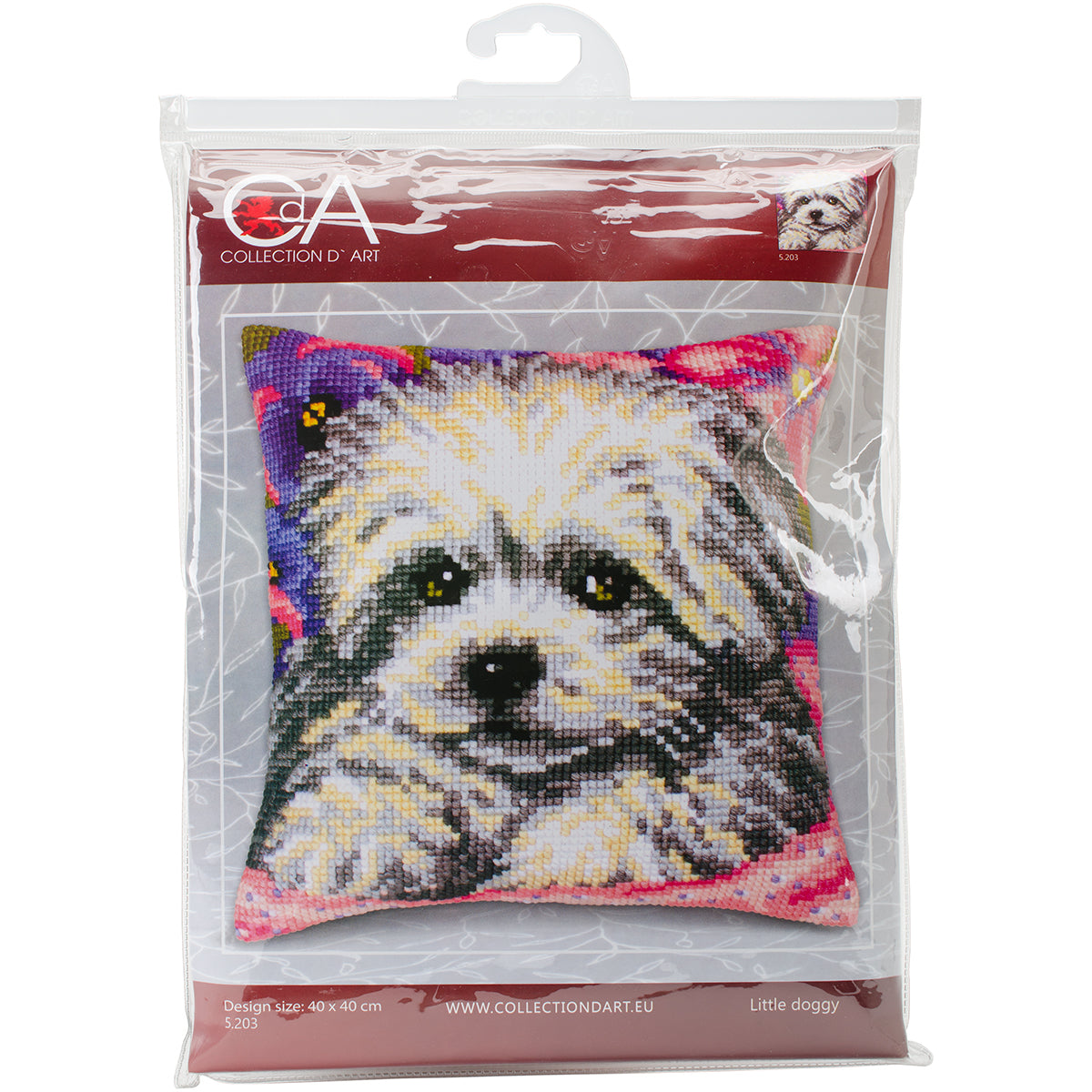 Collection D'Art Stamped Needlepoint Cushion Kit 40X40cm Little Doggy