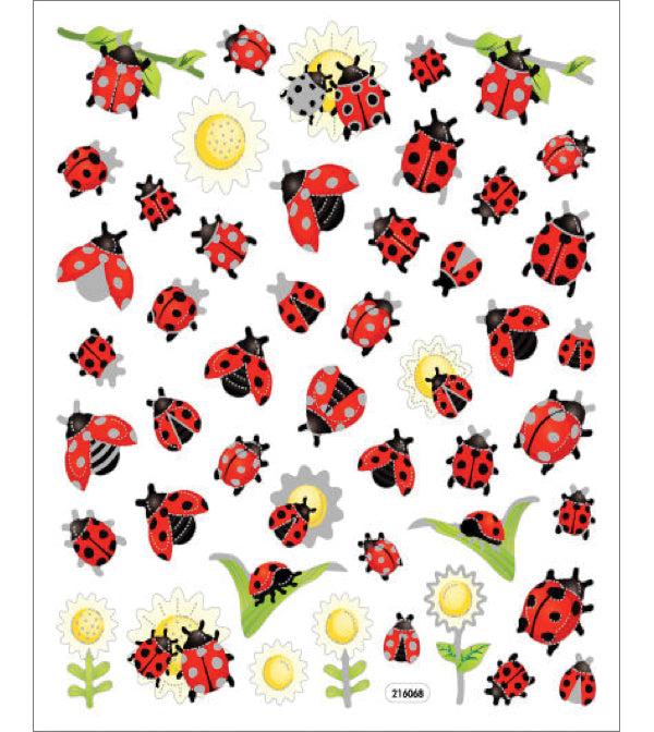 Multicolored Stickers Ladybugs & Sunflowers