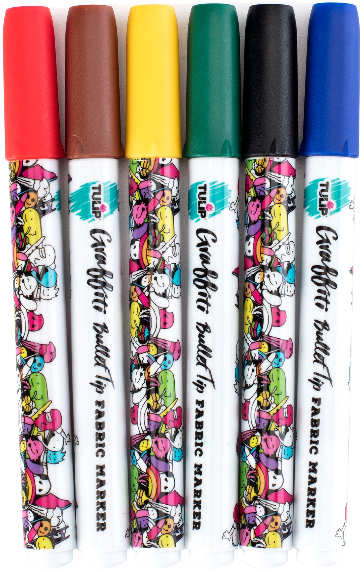 Tulip Graffiti Fabric Markers 6/Pkg Rainbow - Bullet Tip