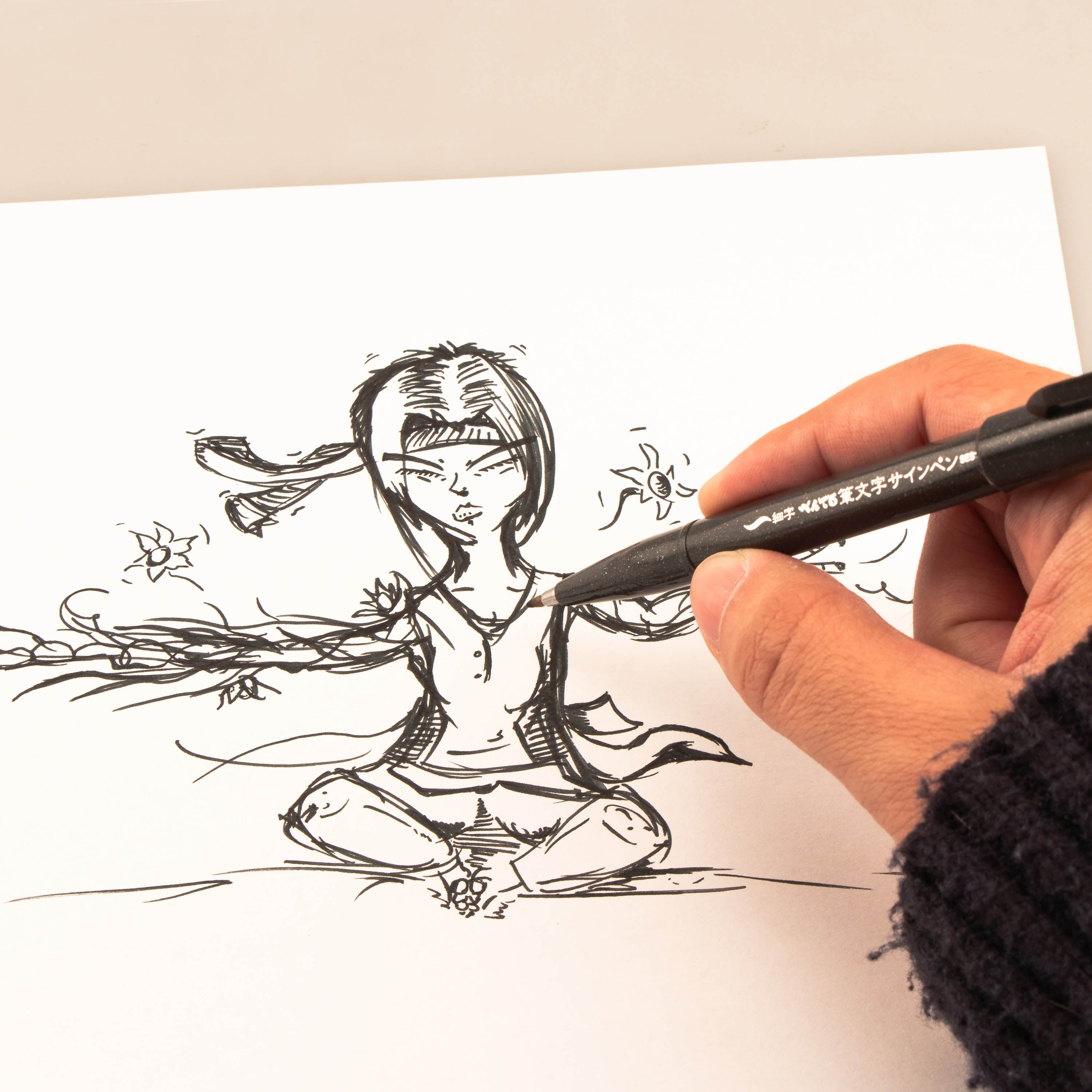 Pentel Arts Sign Pen With Brush Tip Black