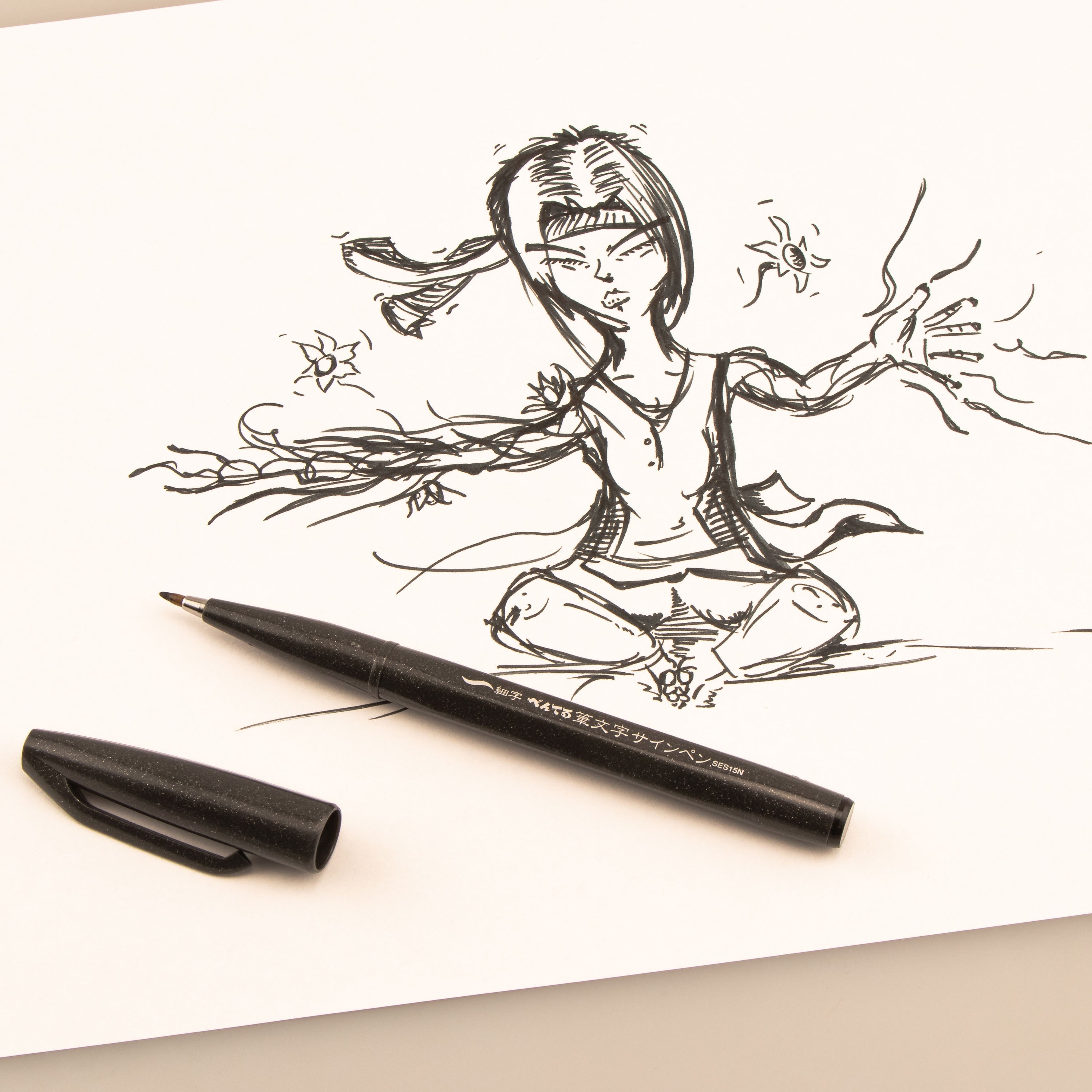 Pentel Arts Sign Pen With Brush Tip Black