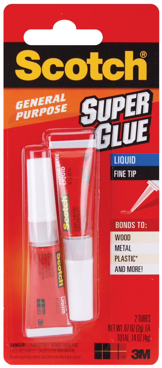 Scotch Super Glue Liquid 2/Pkg .07oz