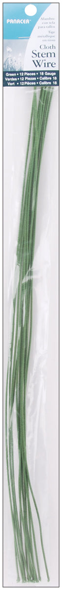 Cloth Covered Stem Wire 18 Gauge 18" 12/Pkg Green