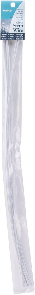Cloth Covered Stem Wire 20 Gauge 18" 15/Pkg White