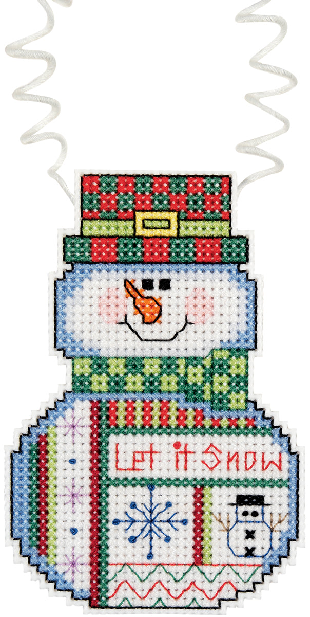 Holiday Wizzers Snowman Let It Snow Counted Cross Stitch Kit 3"X2.25" 14 Count