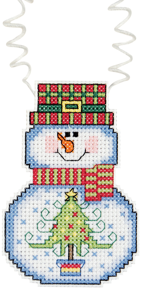 Holiday Wizzers Snowman With Tree Counted Cross Stitch Kit 3"X2.25" 14 Count