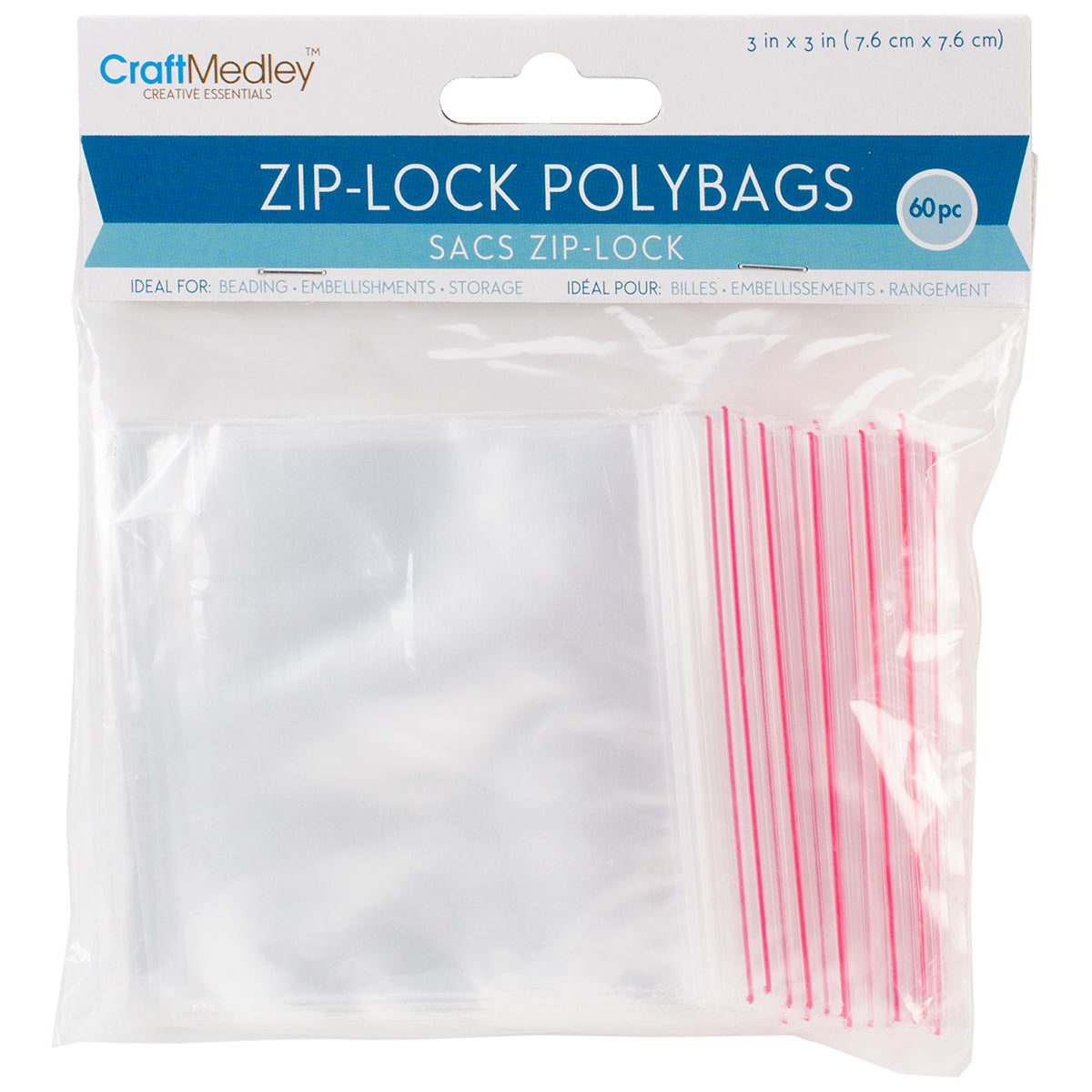 Ziplock Polybags 60/Pkg 3"X3" Clear