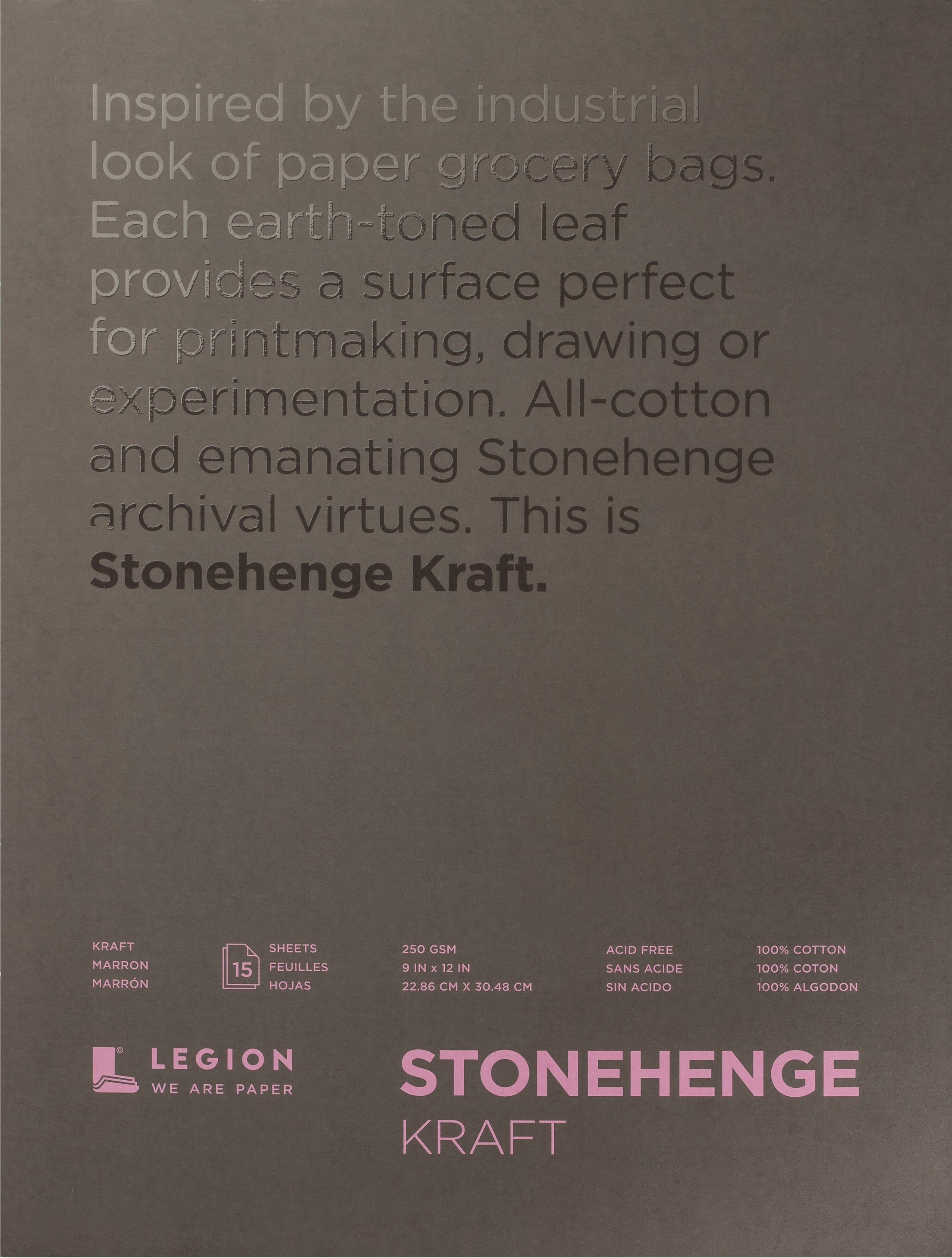 Stonehenge Paper Pad 9"X12" 15 Sheets/Pkg Kraft 90lb